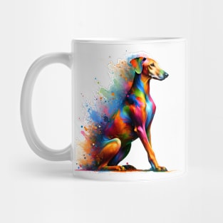 Abstract Colorful Splashed Paint Pharaoh Hound Portrait Mug